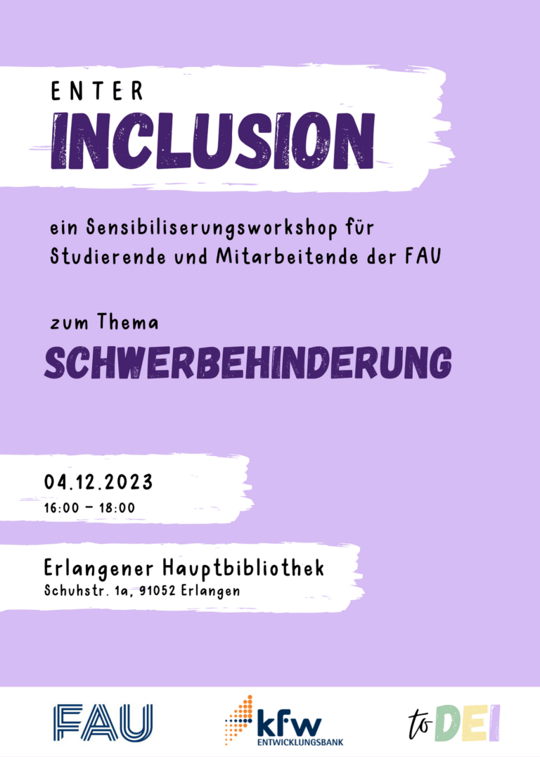 Enter Inclusion Workshop 04.12.2023: Experience, learn, share!